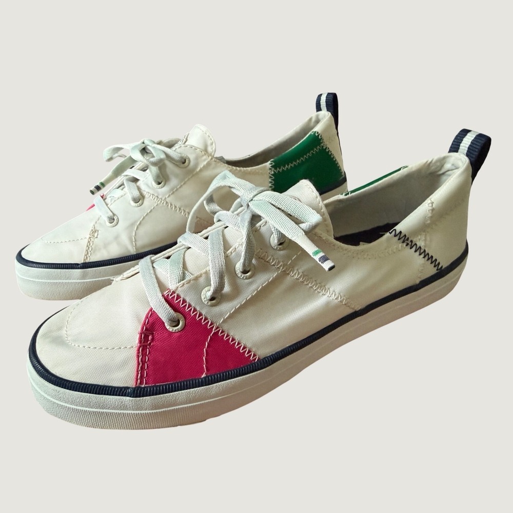 Sperry Crest Vibe Canvas Sneakers Colorblock Pink Green Preppy Bionic